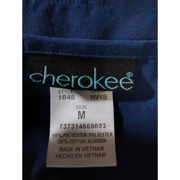 Cherokee Scrub Top Ladies Medium‎ Navy Embroidery - Picture 5 of 6